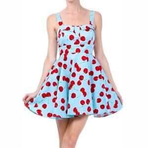 Vintage Ixia Cherry Print Fit & Flare Mini Dress Size S